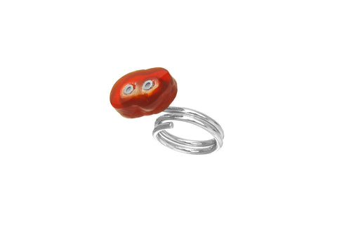 Anillo Aura Estelar: estalactita coral y plata .925