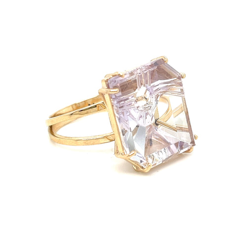 Anillo Fortuna: amatista rosa y oro 14k