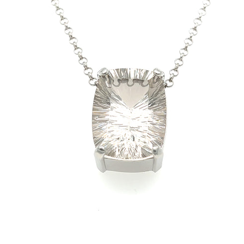 Dije Relfejo Blanco: cuarzo blanco en plata .925 con fantasy cut