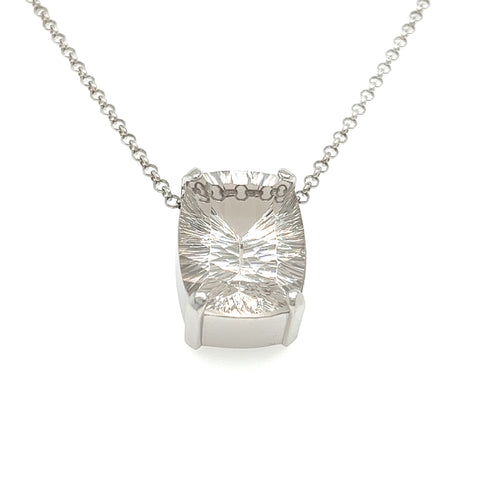 Dije Relfejo Blanco: cuarzo blanco en plata .925 con fantasy cut