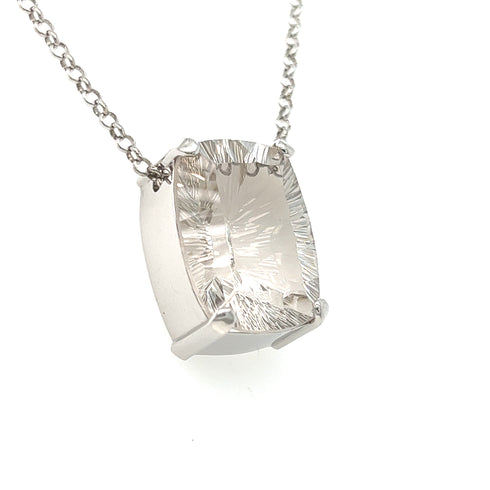 Dije Relfejo Blanco: cuarzo blanco en plata .925 con fantasy cut