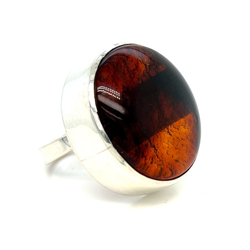 Anillo Amanecer: ambar natural y plata .925