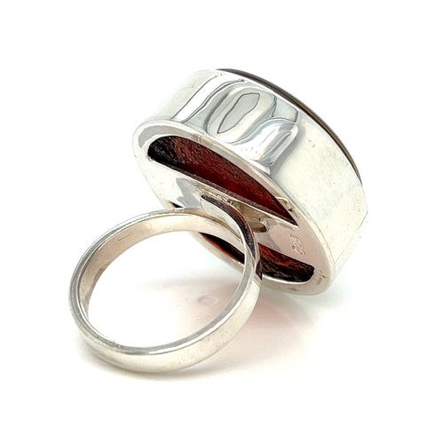 Anillo Amanecer: ambar natural y plata .925