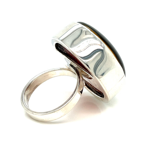 Anillo Amanecer: ambar natural y plata .925