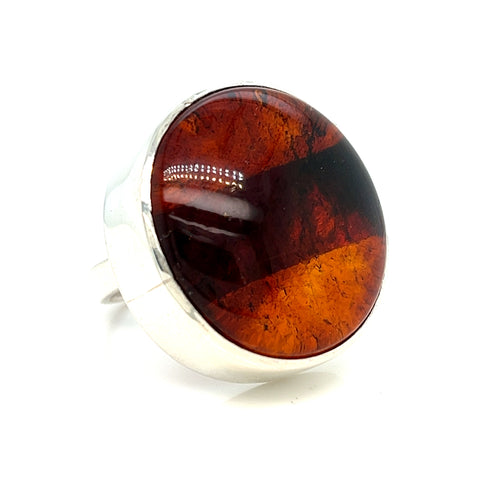 Anillo Amanecer: ambar natural y plata .925