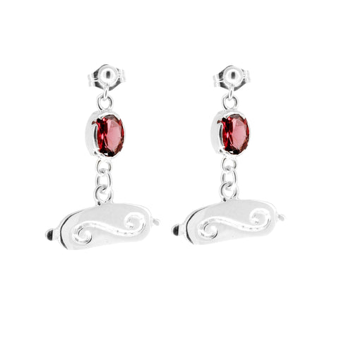 Aretes Fuego Interno: granate y plata .925