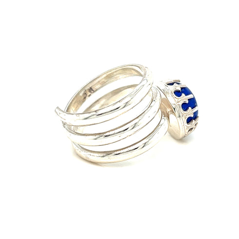 Anillo Espiral: lapislázuli natural en plata .925