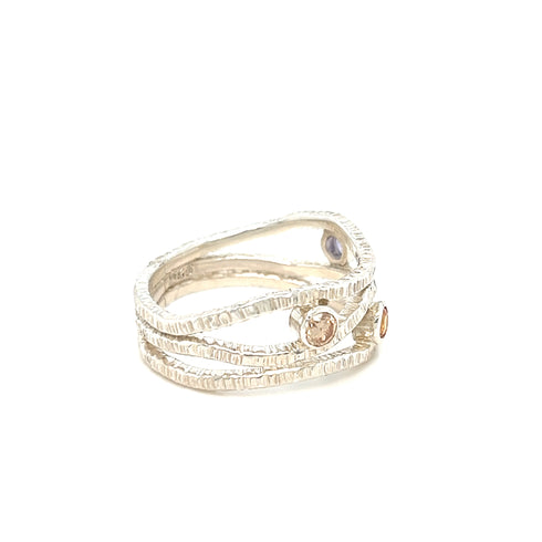 Anillo Trinidad: 3 zafiros en plata .925