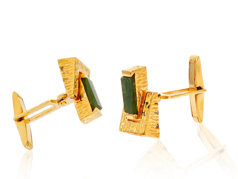 Mancuernillas Tiera: Jade con textura y baño de oro