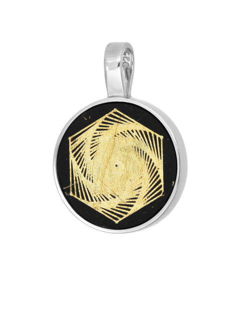 Dije Divinidad de Geometría Sagrada: Shungita y plata .925