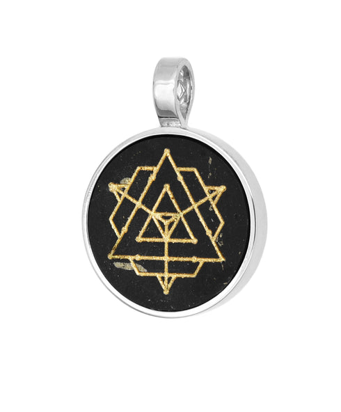 Dije Divinidad de Geometría Sagrada: Shungita y plata .925