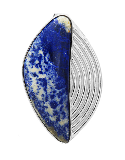 Dije Lineal: Lapizlázuli y Plata .925 con diseño de curvas