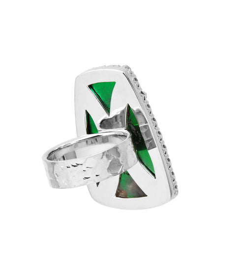 Anillo Grutas de Sabiduría: Cuarzo Druzy y Plata .925 con argolla con textura