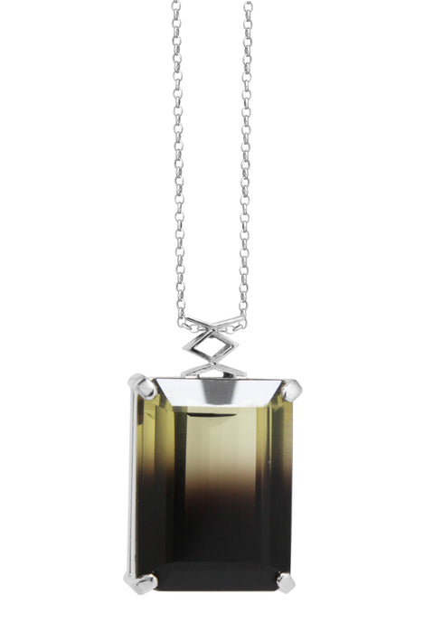 Dije Dualidad: Cuarzo Bicolor y Plata .925 con diseño en forma rectangular