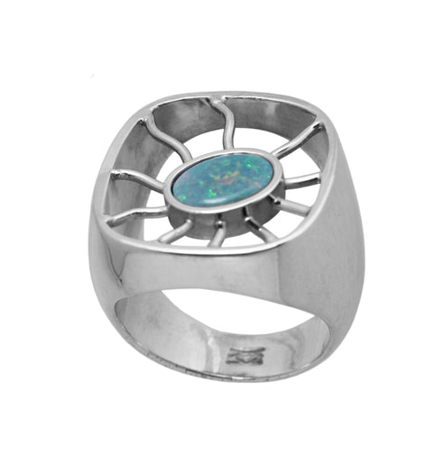 Anillo Conciencia Cósmica: Ópalo Australiano en forma oval con Plata .925