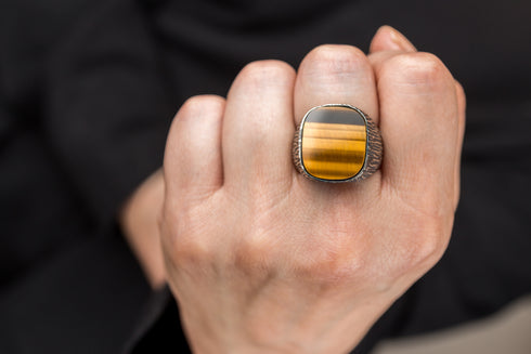 Anillo Valle: Texturizado con Malaquita en Plata .925