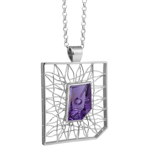 Dije Netramado: Amatista y alambre con Plata .925