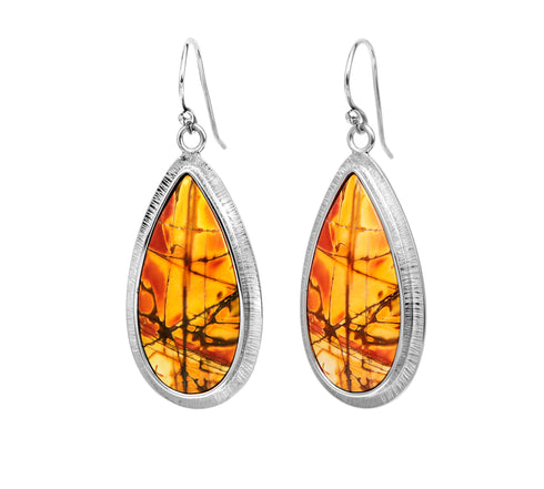 Aretes Tierra: jaspe en forma de gota en plata .925