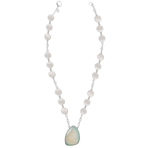 Collar 3 Poderes: cuarzo druzy y plata .925 de número 3 Maya