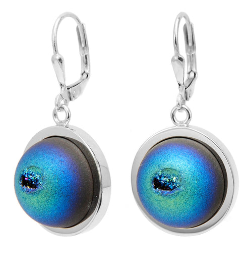 Aretes Libelium: plata .925 y cuarzo druzy